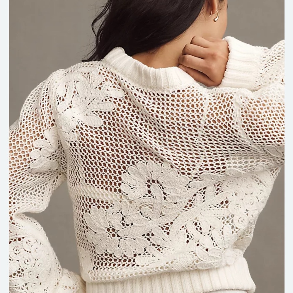FARM Rio White Crochet Sweater - Picture 7 of 7